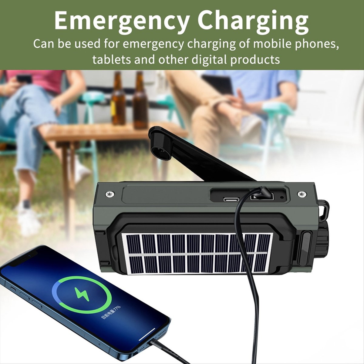 Emergency Radio Solar - Rádio Solar Portátil A26Z, Rádio de