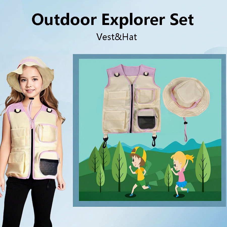 Outdoor Adventure Kids Party - Traje de colete e chapéu explorador