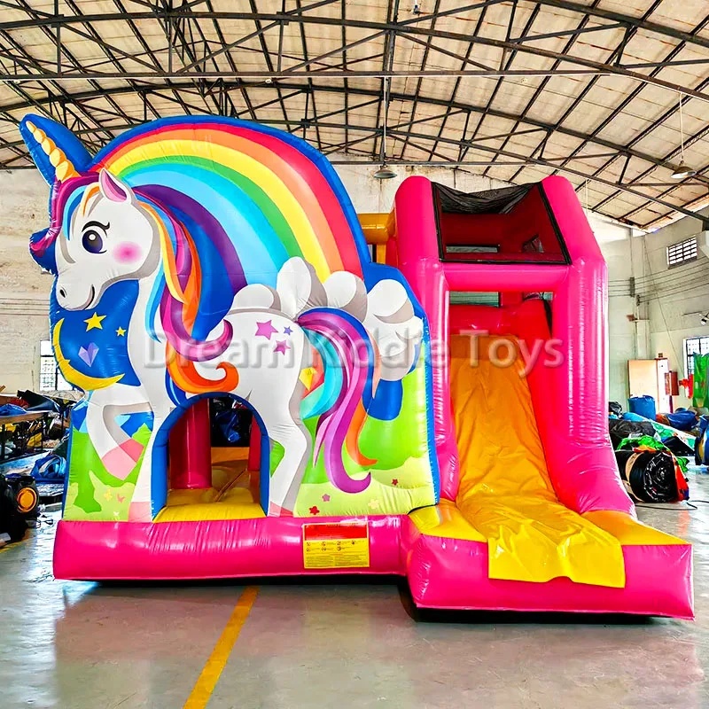 Outdoor Adventure Kids Party - Castelo Inflável de PVC Arco-Íris Unicórnio