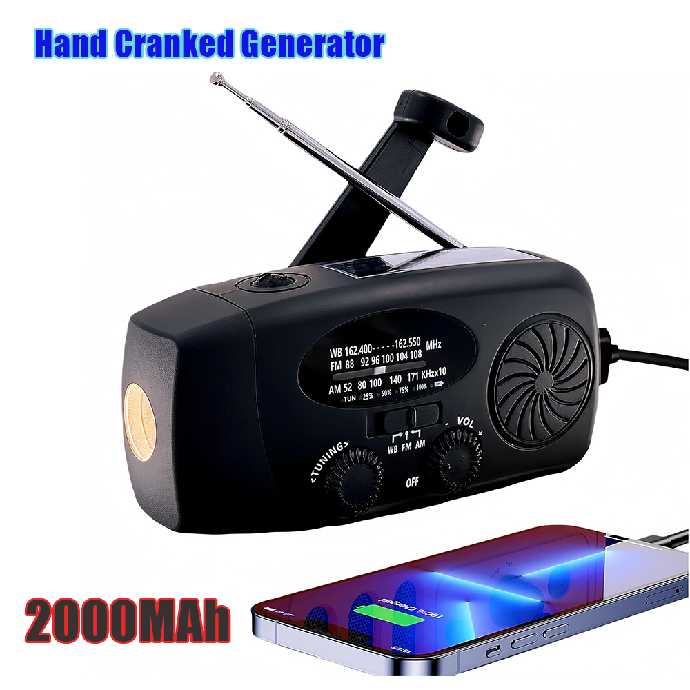 Emergency Radio Solar - Multifuncional portátil manivela geração de energia