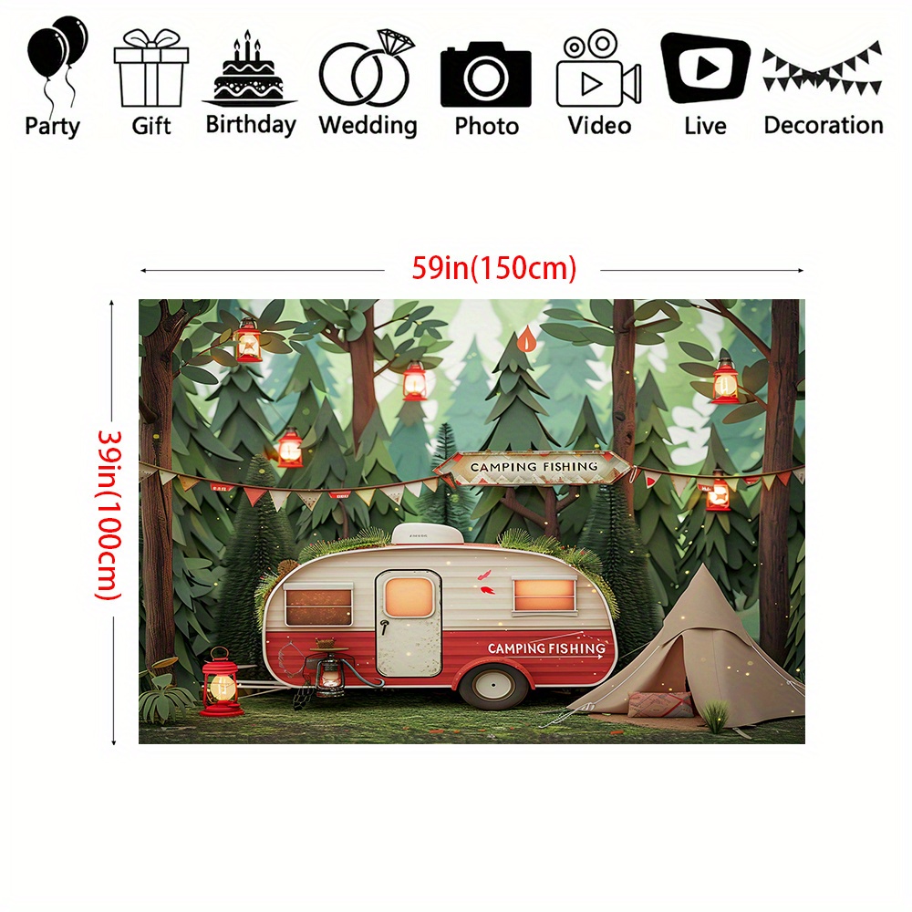 Poliéster Selva Camping Tema B - Outdoor Adventure Birthday Party avaliação e preço