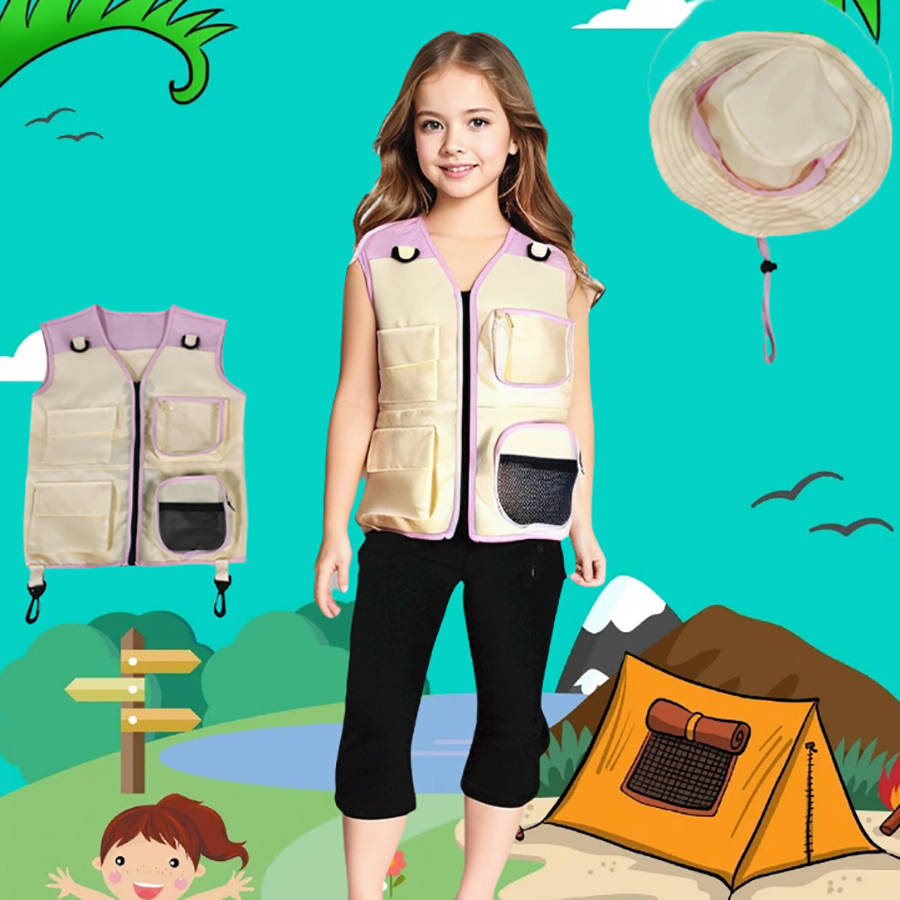 Traje de colete e chapéu explo - Outdoor Adventure Kids Party avaliação e preço